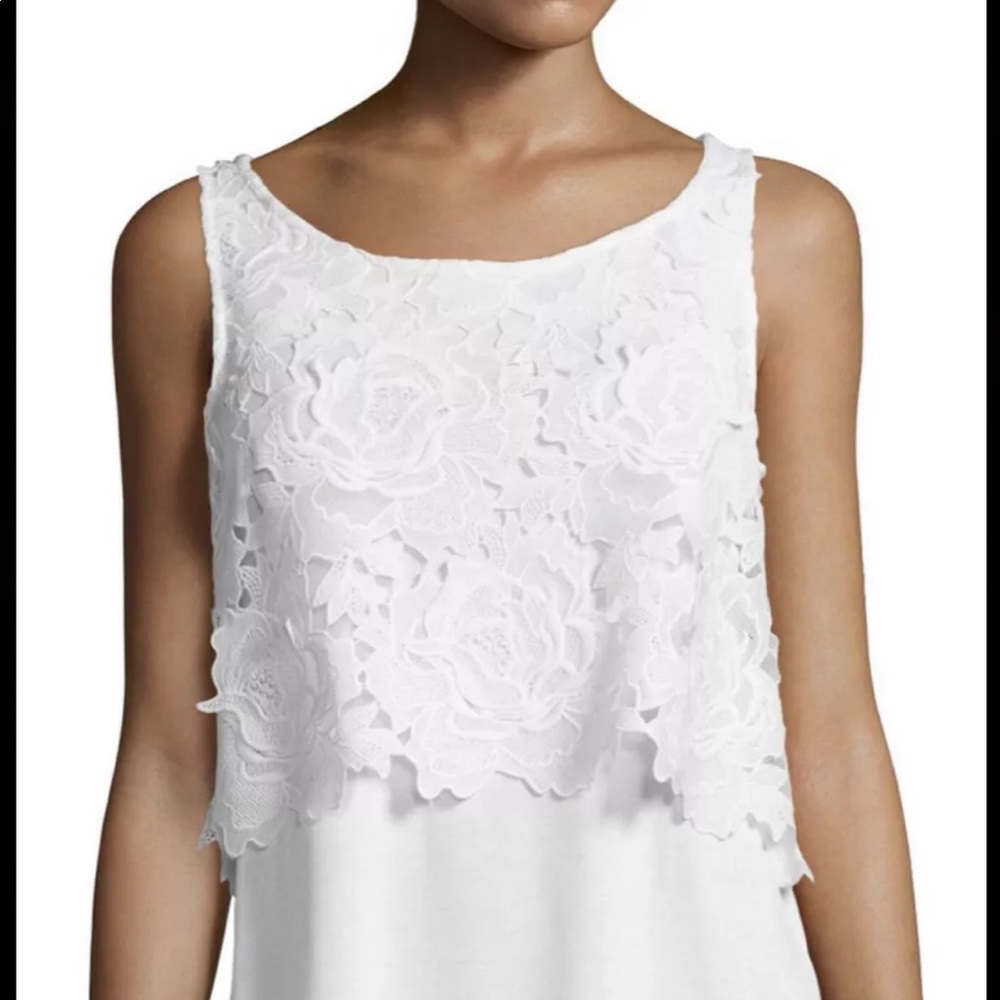 NWT Ella Moss ROMANTIC BOHO Floral Lace Eyelet Overlay COTTAGE CORE TANK…